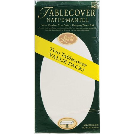 CREATIVE CONVERTING White Linette Paper Tablecloths, 108"x54", 72PK 24599